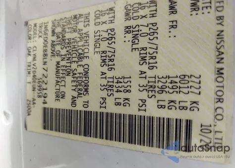 2020 Nissan Frontier Pro-4X 4X4 from USA, damaged, VIN 1N6ED0EB8LN722194